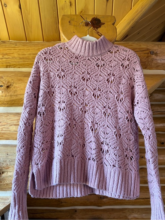 American Eagle Outfitters Sweaters - American Eagle Outfitters Light Pink Crochet Turtleneck Sweater